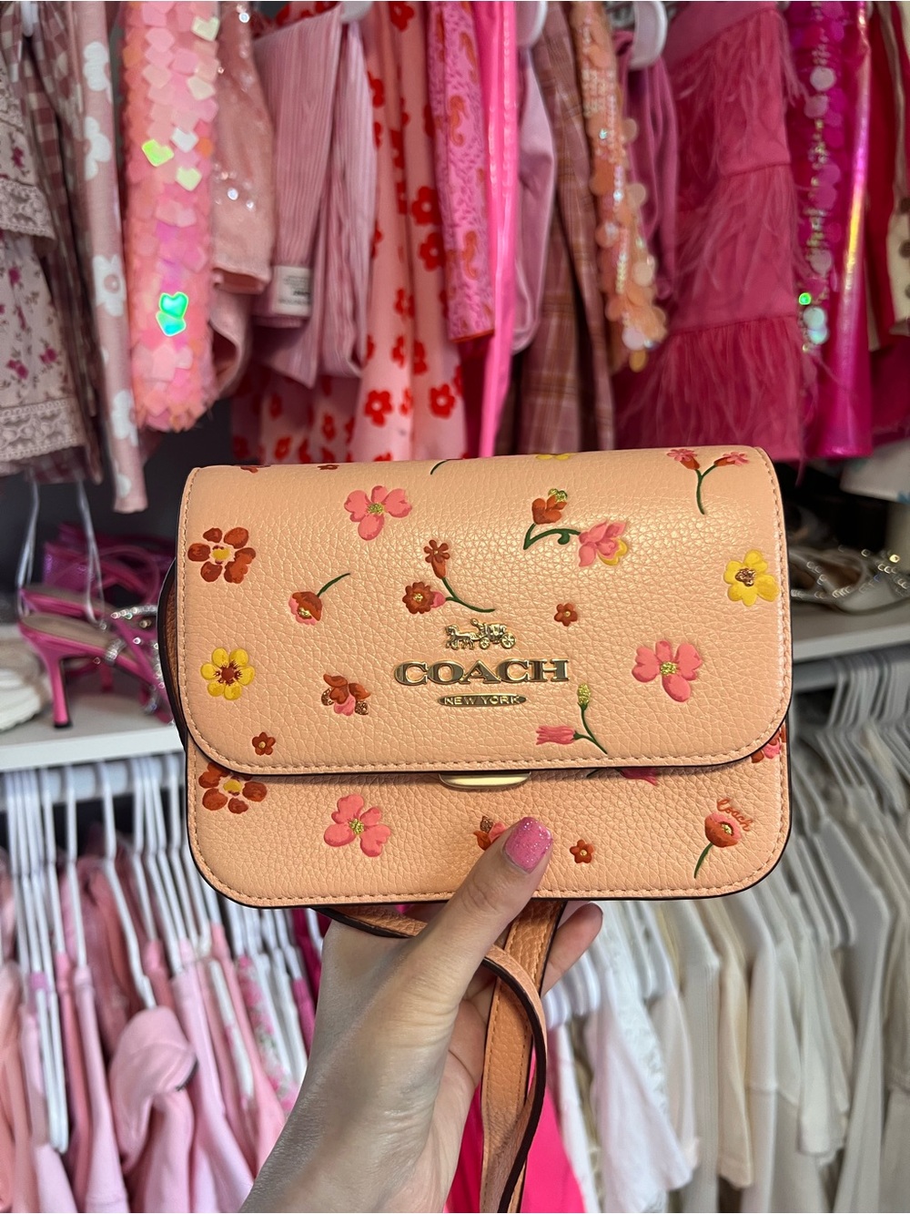 Coach Floral Pebbled Leather Crossbody - Picture 1 of 6